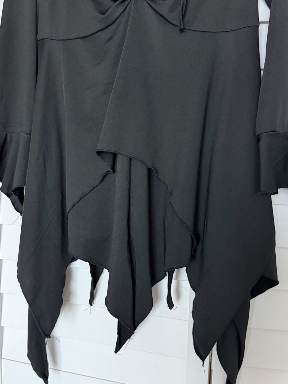 SHEIN Black Asymmetrical Long-Sleeve Handkerchief Hem Dress - Picture 3 of 5